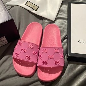 Pink GG womens slides